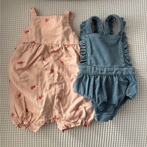 Carters and Cat & Jack Baby Girl Overall Bundle 0-3mo
